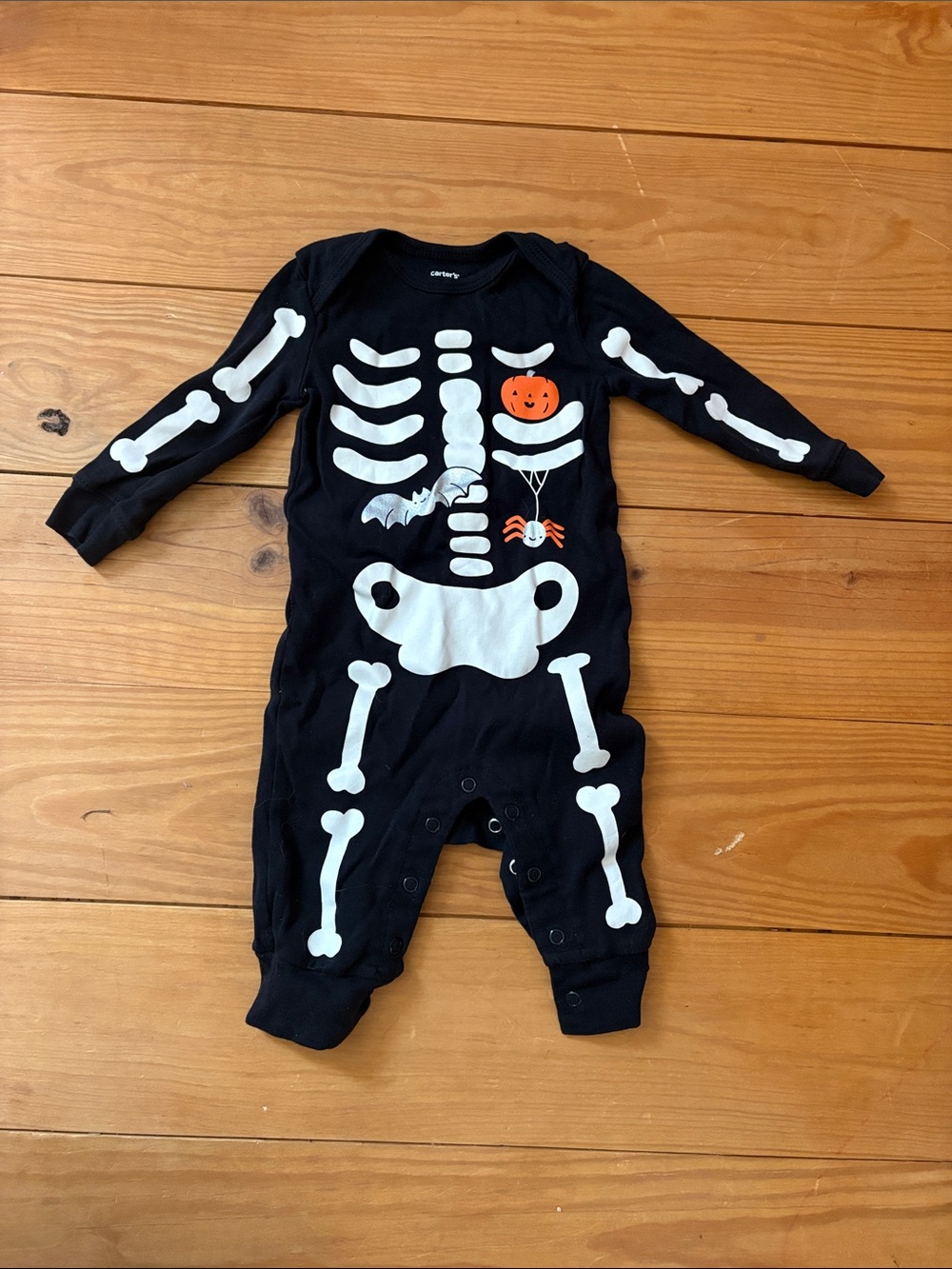 Carter's Black Skeleton & Halloween Accents One-Piece Footie